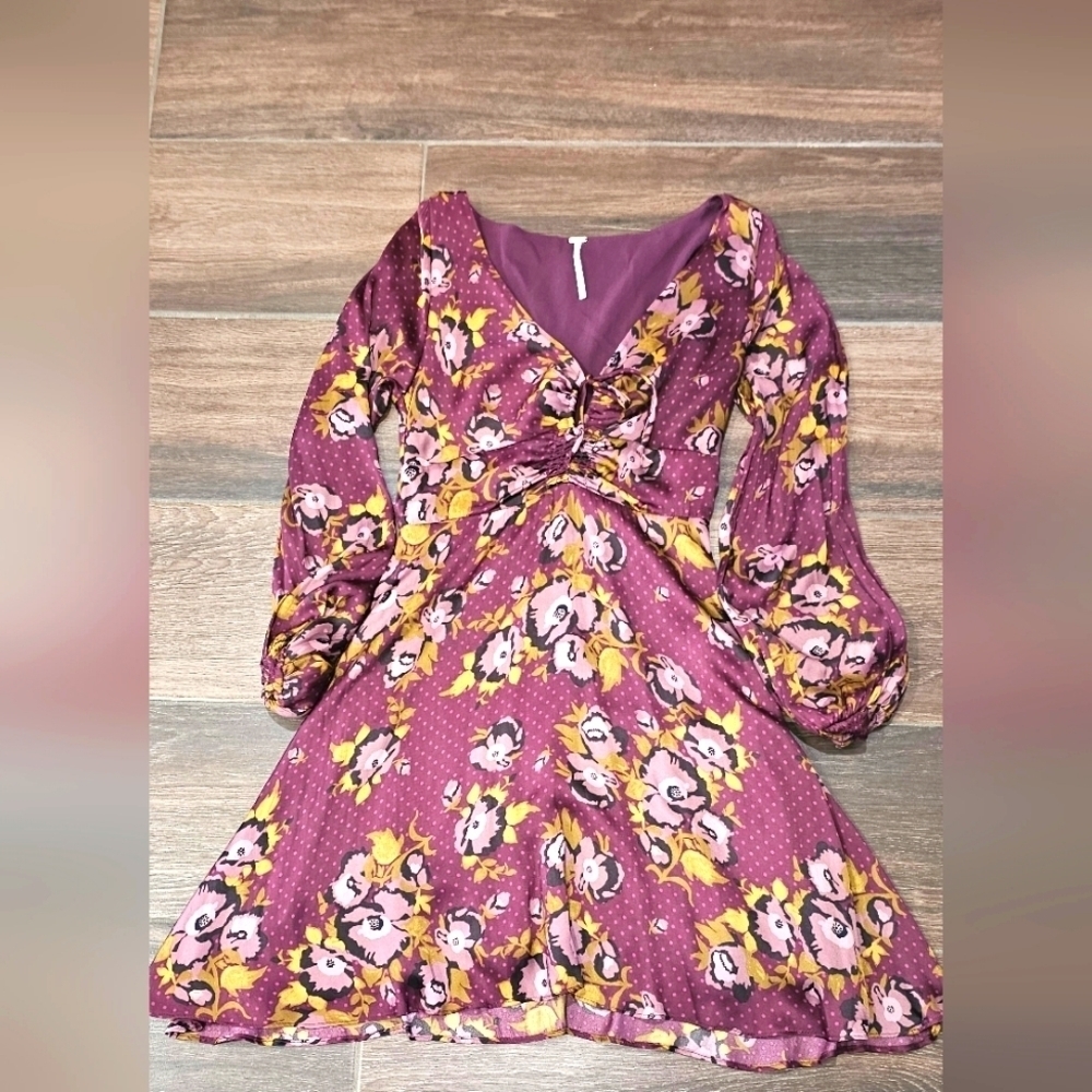 COPY - Free People Women's Dress 0 Morning Light Mini Floral Dress Purple 0